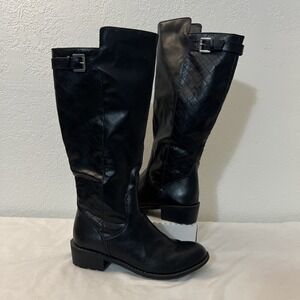 St Johns Bay Duluth Womens Tall Riding Boots Sz 11M Black side zip Faux‎ Leather